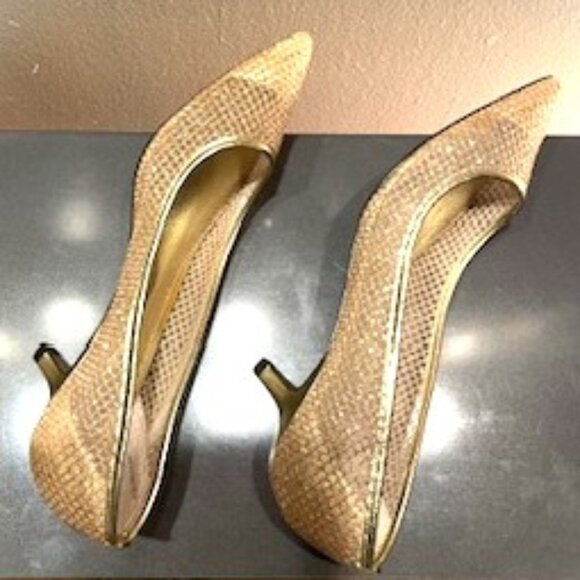 Adrianna Papell Lois Honeycomb Dress Pumps Gold Mesh 8.5M - Picture 4 of 11